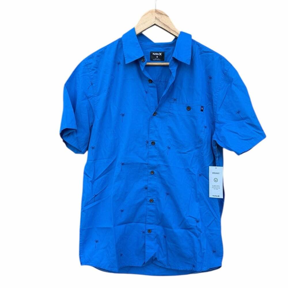 Hurley Men's Blue Casual Shirt Palm Trees size Medium NEW